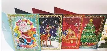 3-4pcs Горячая Diy алмазная живопись карты блестящие специальные наборы для вышивки рождественские поздравительные открытки Санта Клаус Счастливого Рождества - Цвет: 3-4pcs