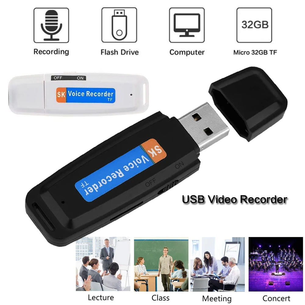 Mini Dictaphone USB Avec Mémoire 64 Go Et Puce AGC - En Métal, Rechargeable, Activation Vocale