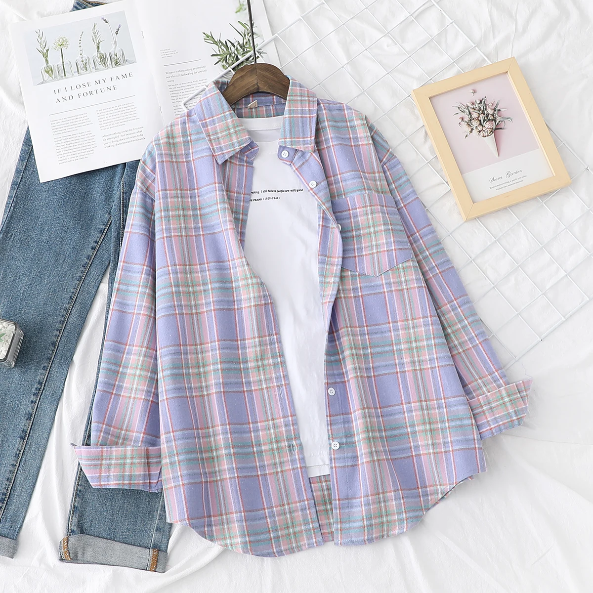 Chic Women's Plaid Loose Blouse - Autumn 2023 Collection