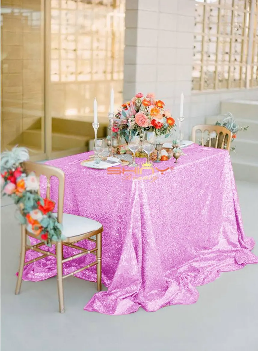 Sequin Tablecloth Rectangle Lavender 72x108-Inch Sequence Tablecloth Dessert Table Tablecloth for Wedding/Birthday/Party Decor