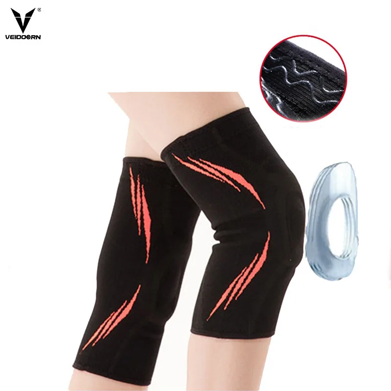 SILICAPAD ORANGE2PCS Veidoorn 1prs компрессионные наколенники для поддержки колена для спортивных тренировок баскетбольные суставы обезболивающие наколенники для бега - Цвет: SILICAPAD ORANGE2PCS