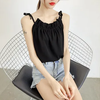 

Strap chiffon shirt women's chiffon shirt summer red