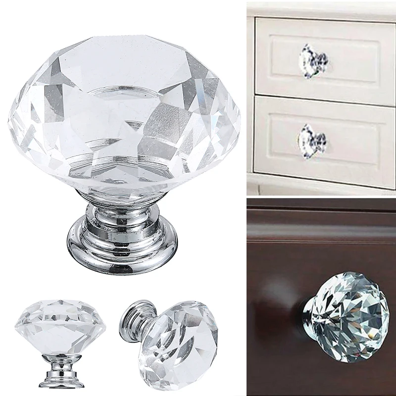 1 шт. 30 мм кристальные алмазные дверные ручки для выдвижного ящика кухонный шкаф
