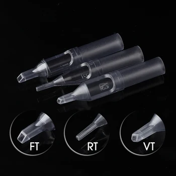 

50Pcs/Box Clear Disposable Tattoo Tips Needle Nozzle Plastic Clear Grey Nozzles For RF/TF/VT Tattoo Accessories Supplies