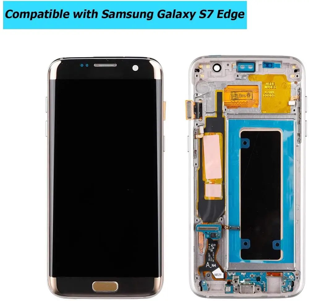 5,5 дюймов с рамкой Super AMOLED lcd для samsung S7 Edge G935F ЖК-дисплей с черной точкой с сенсорным экраном