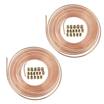 

Replacement Brake line tubing 2 Set Copper 25Ft Kit 3/16inch OD Tube Gold
