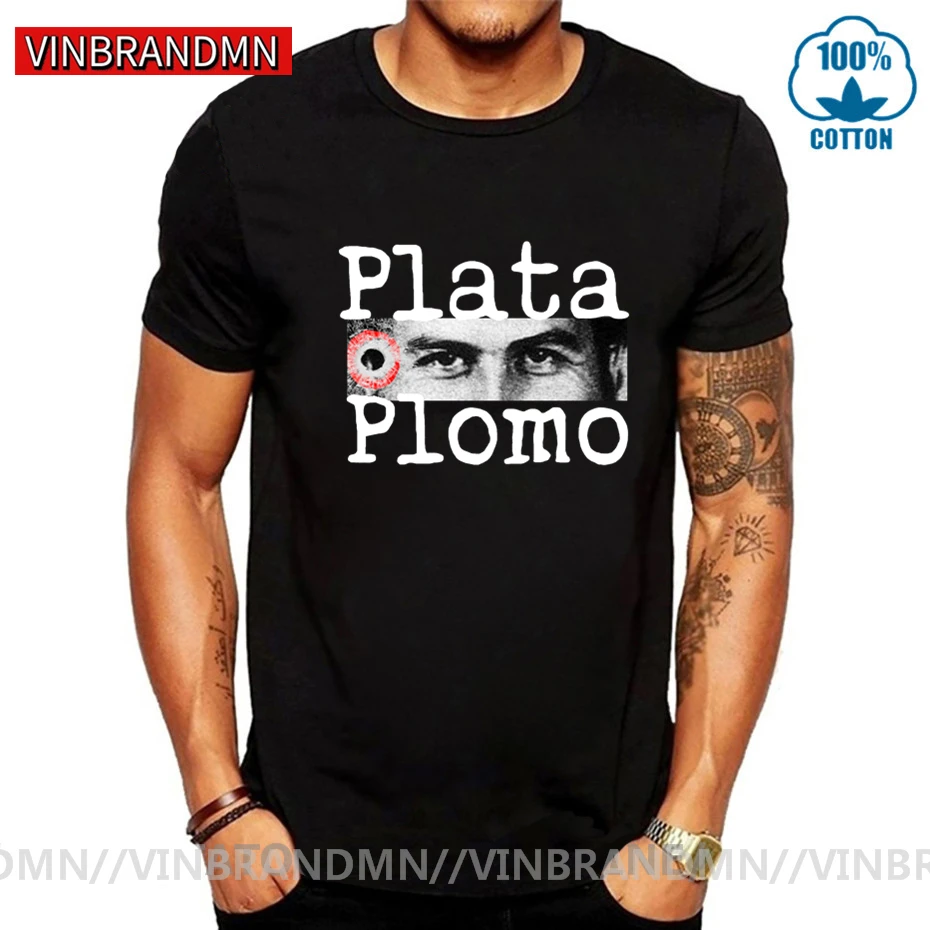 Summer Brand Clothing Bullet hole Plata O Plomo T shirt Men Pablo Escobar  Silver or Lead T shirt Pure Cotton Hip Hop O Neck Tees|T-Shirts| -  AliExpress