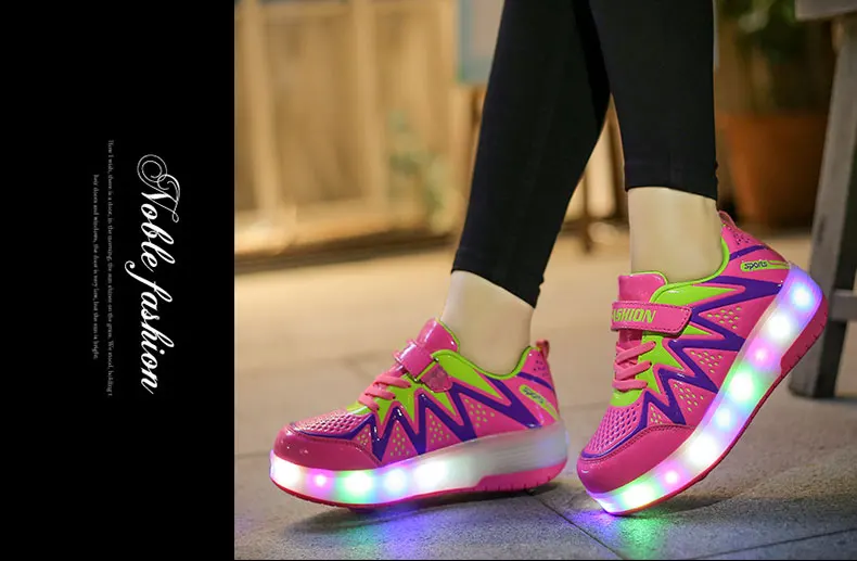 Светящиеся кроссовки черные, синие светодиодный светильник роликовые коньки обувь для детей светильник обувь с одним/двумя колесами светящаяся обувь для девочек
