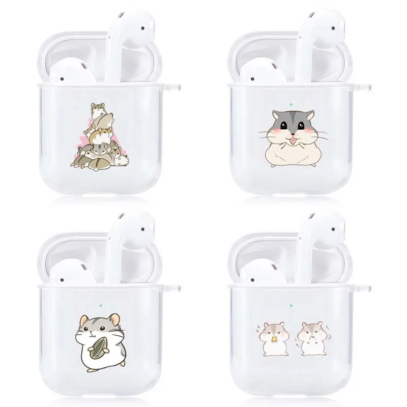 

Cute Hamster Pattern Transparent Earphone Case for Apple Airpods 1 2 Earphone Accessories Silicone Cover for Airpods 1th 2th