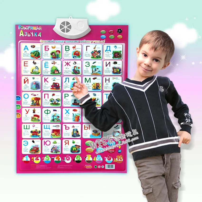 Russian Language Learning Machine Electronic Baby ABC Alphabet Sound Chart Infant Preschool Early Learning Educational Phonetic