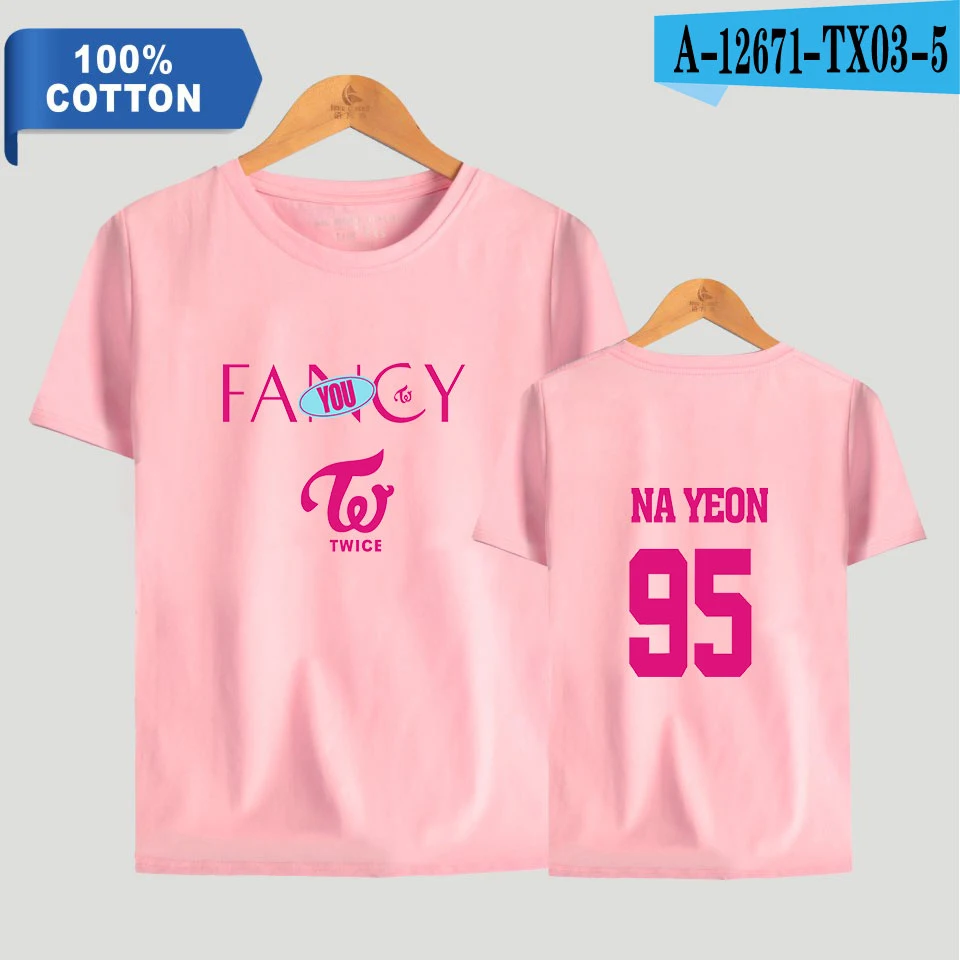 Twice fancy Album футболка для мужчин/wo для мужчин kpop летняя футболка с коротким рукавом новая популярная Повседневная футболка новая Хлопковая мужская одежда - Цвет: Pink