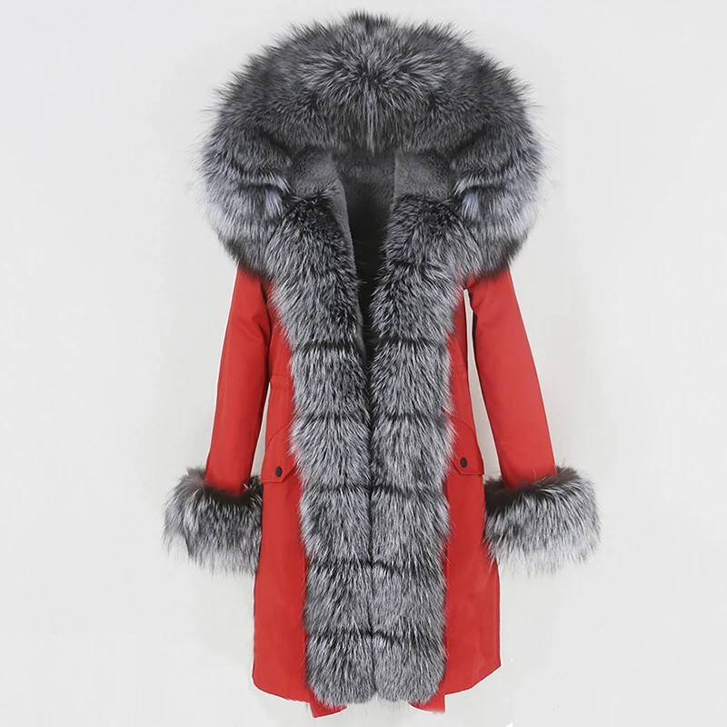 OFTBUY X-long Parka Waterproof Outerwear Real Fur Coat Winter Jacket Women Natural Fox Fur Hood Luxury Outerwear Detachable New