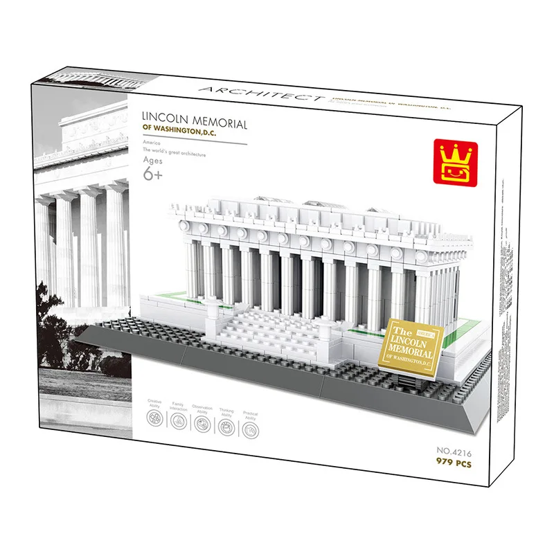 

New 979pcs City Architecture The Lincoln Memorial Building Blocks Model Compatible LegoINGs Bricks Street View Toys for Children
