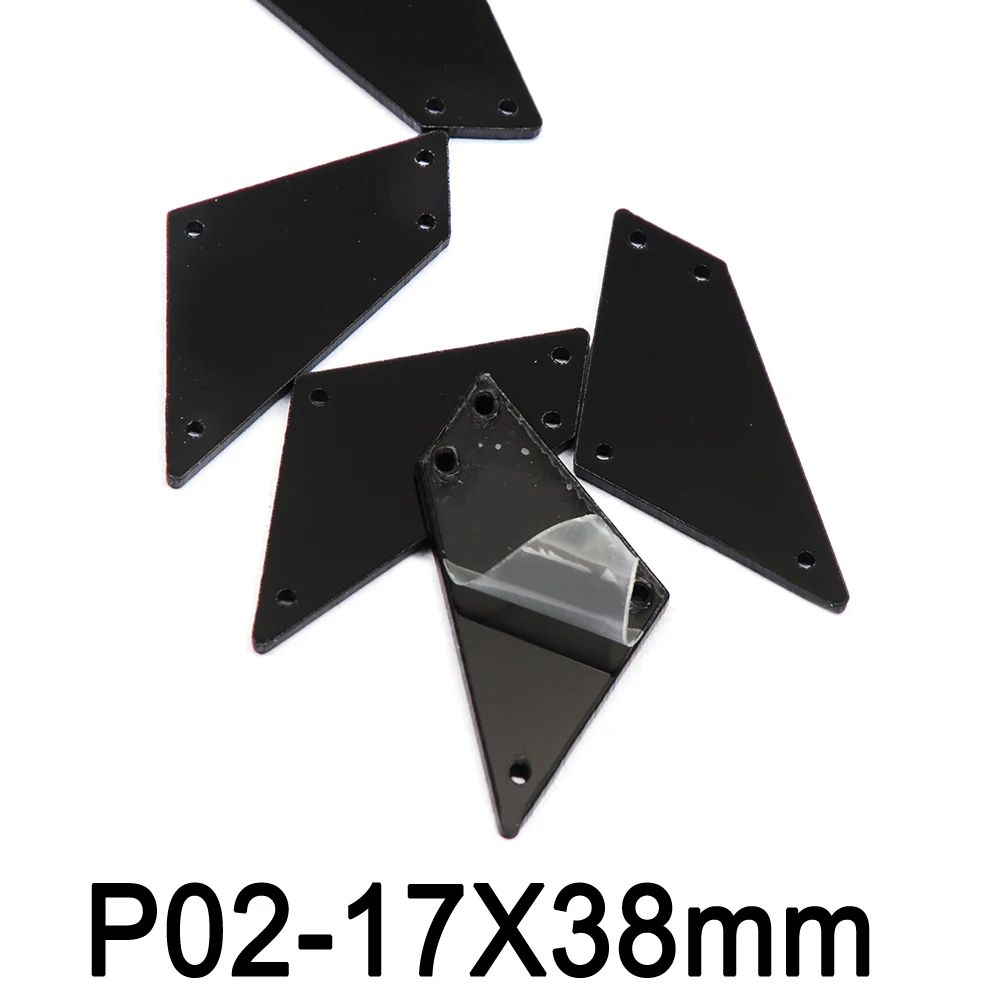 P02-17x38mm 30pcs Распродажа стразов 30 шт. черные зеркальные Стразы с неровным акриловым зеркалом Стразы для шитья хрустальные стразы - Цвет: P02-17x38mm 30pcs