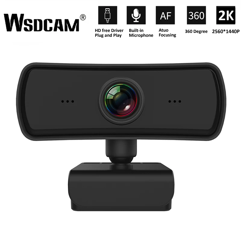 

2K Webcam HD Computer PC WebCamera with Microphone Rotatable Cameras for Live Broadcast Video Calling Conference Work