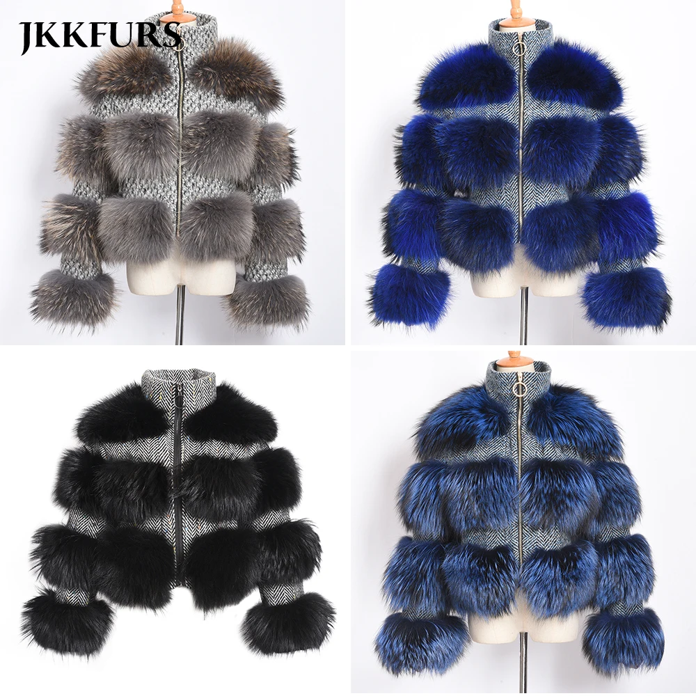 6 цветов Женское пальто из натурального меха енота толстый теплый меховой свитер модный Дамский жакет пушистая меховая верхняя одежда S7458B
