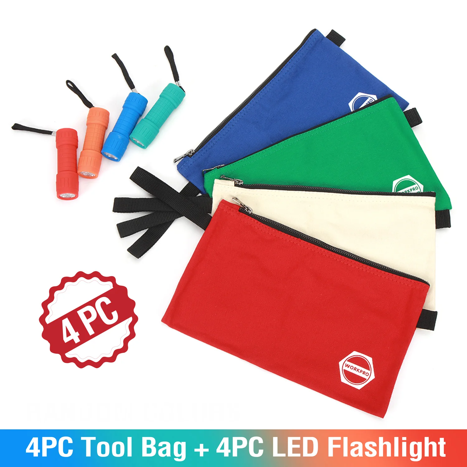 WORKPRO Canvas Tool Bags Storage Zipper bags for Tools Stationery Bags