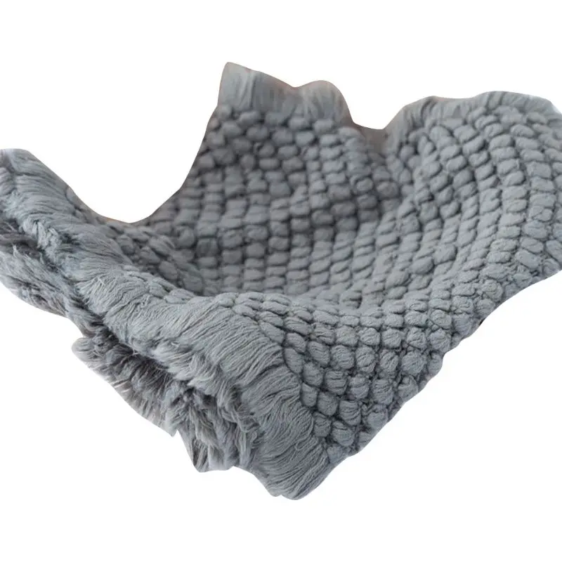 Cotton Wool Crochet Baby Blanket Newborn Photography Props Shooting Basket Filler Chunky Knit Pad