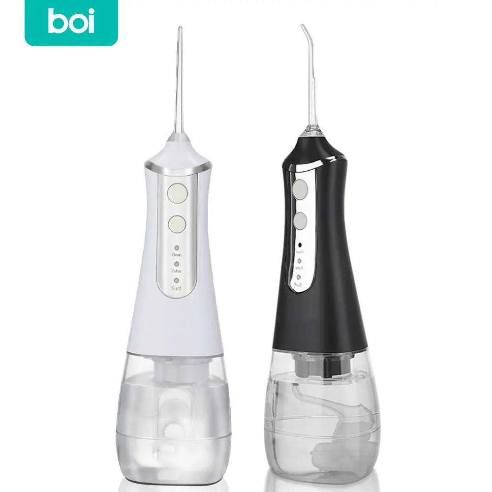 [Boi] 350ML Water Tank Electric Oral Irrigator Portable USB Charge Dental Wash Flosser Pulse 5 Jet Nozzle Tip Teeth Cleaner IPX6 | Бытовая