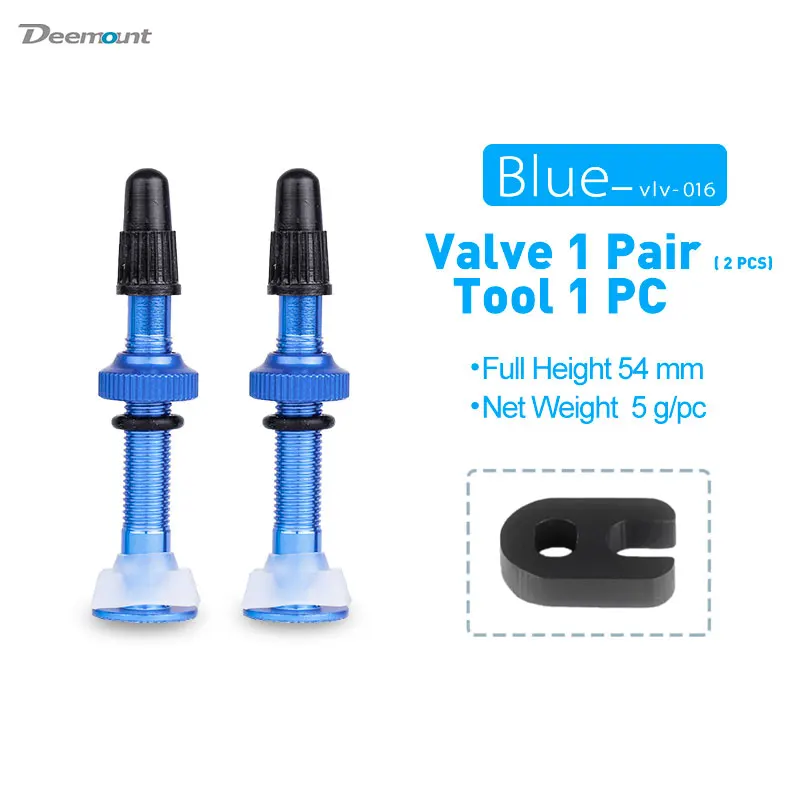 1 Pair Blue 54mm Bicycle 54mm Presta Valve for Road MTB Bicycle Tubeless Rim Brass Core Alloy Stem Tubeless Sealant Compatible - Color: 1 Pair Blue 54mm