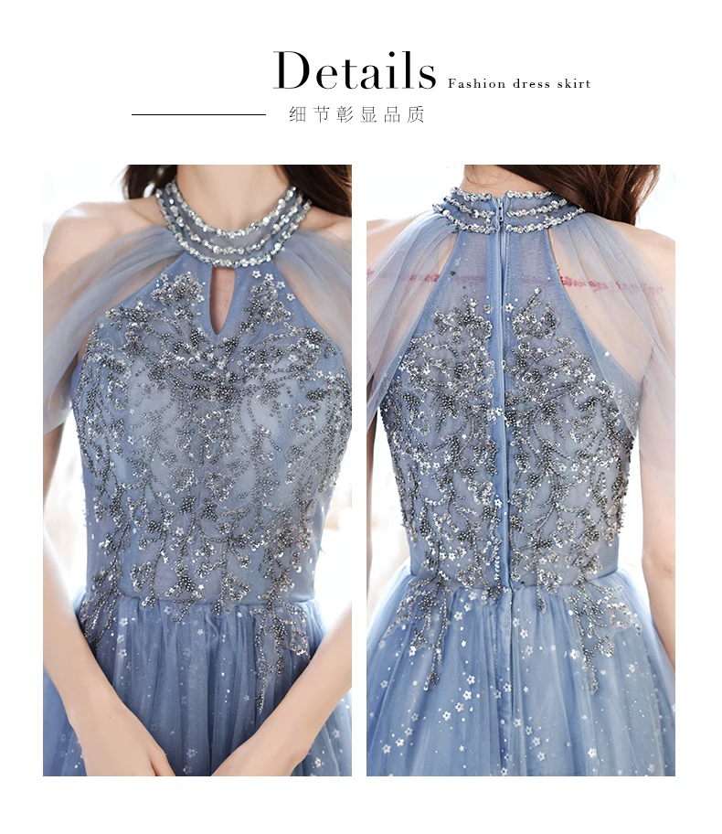 blue prom dresses Light greydish blue sequined long luxury beads lady women mother prom dress party dress performance singing dress free shipping burgundy prom dresses