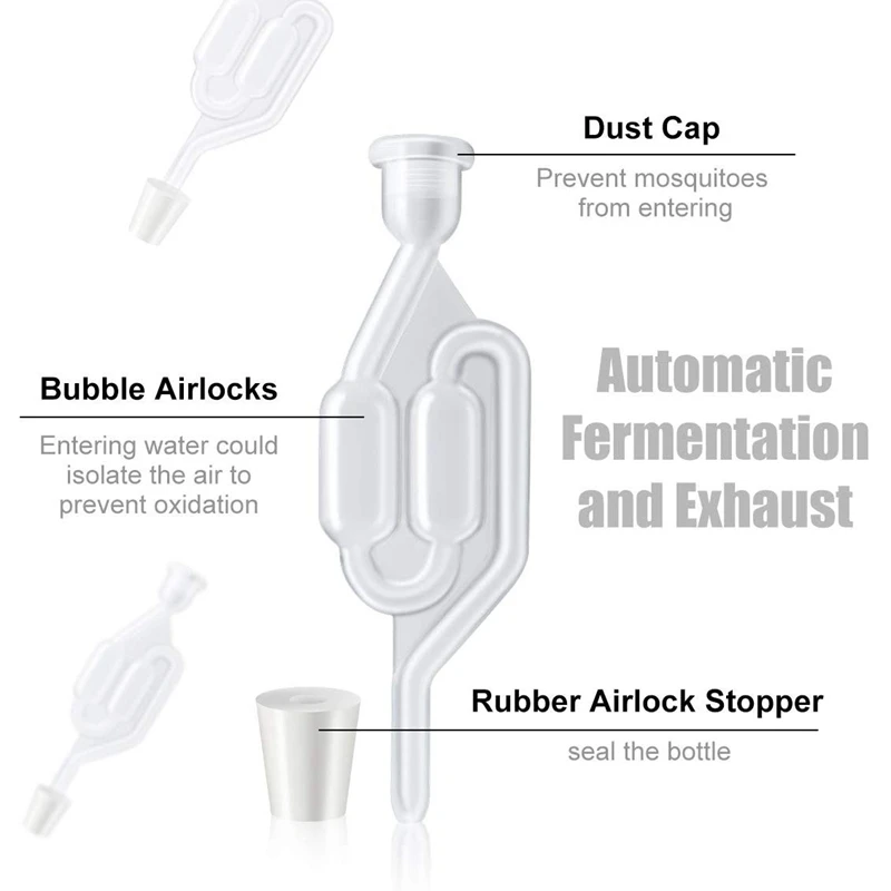 Fermentation Airlock,Brewing Airlock Wine Airlock Beer Airlock with Rubber Airlock Stopper Plugs Airlock Twin Bubble Airlock for