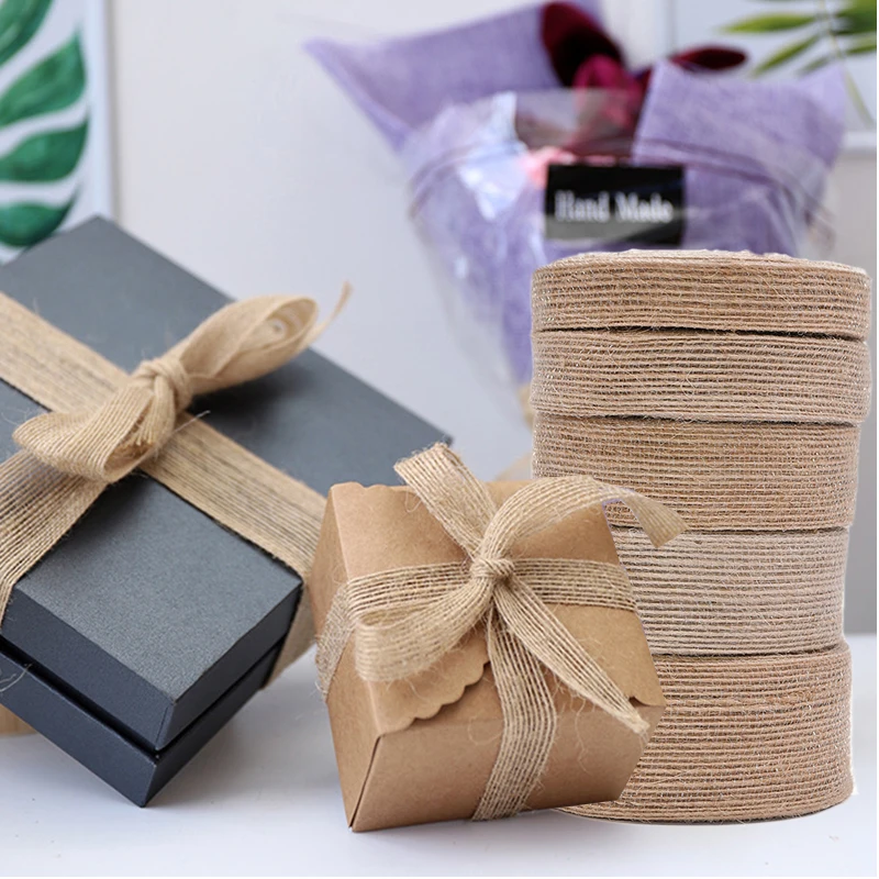10 м/рулон натуральный рулон из джута мешковины Hessian ленты DIY Винтаж Свадьба День Рождения Декор рождественские подарки упаковка поставки