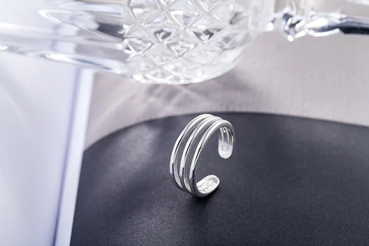 DreamySky Bijoux, простой стиль, 925 пробы, Серебряная линия, кольца для женщин, подарки, большие Регулируемые кольца на палец