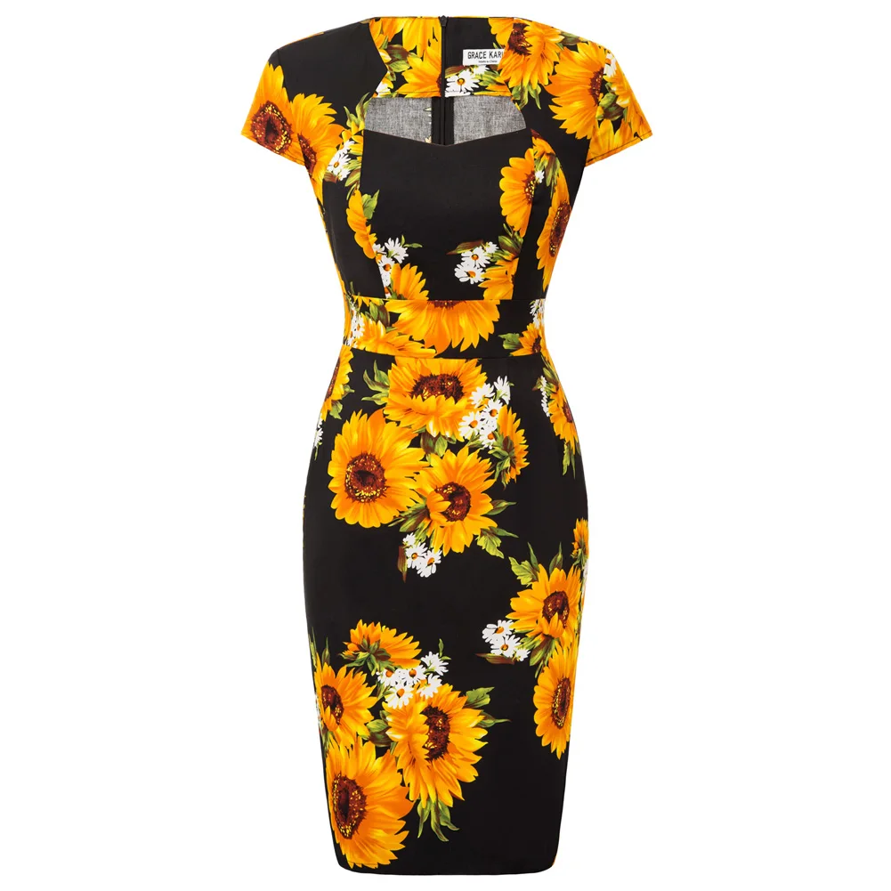 Винтажное Хлопковое платье карандаш с рукавом крылышком в стиле ретро