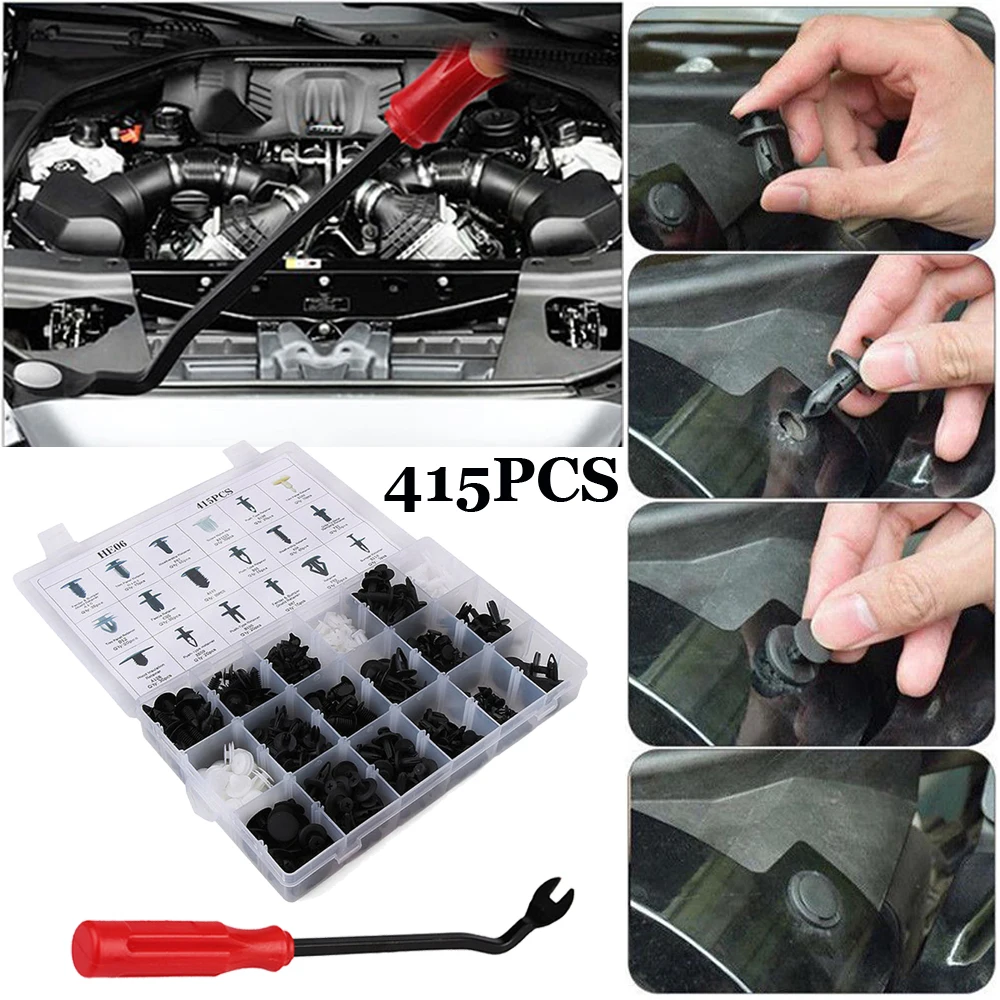

415x Auto Car Body Plastic Push Pin Rivet Fasteners Trim Panel Moulding Clip Kit