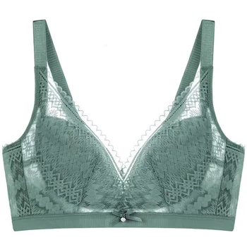 

White Summer Underwear Women's Fresh Non-Steel Ring Non-Sponge Bra Thin Breathable Adjustment Bra Fashion Foshan