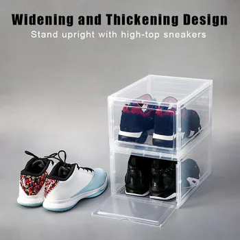 

Boot Shoe Plastic Storage Transparent Box Stackable Case Drawer Organizer Home --M25