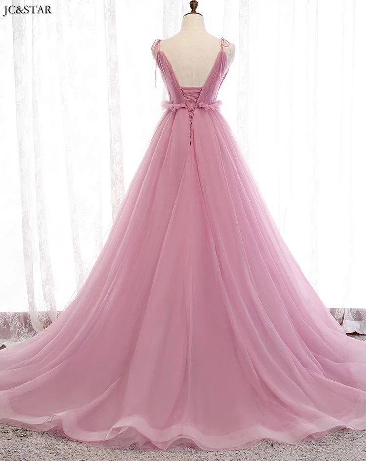 Robe de demoiseur d honneur Новинка Тюль сексуальное с v-образным вырезом на бретельках богемное пыльное розовое платье подружки невесты со шлейфом brautjungfernk