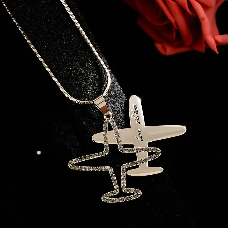 LWMMD новые женские аксессуары кристальная буква Подвеска Ожерелье Airliner самолет