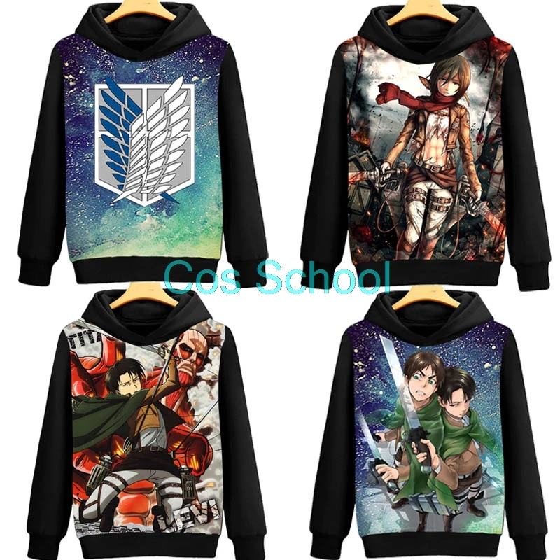 Cos школьные толстовки с капюшоном атакой титанов костюмы для косплея Levi Mikasa Ackerman