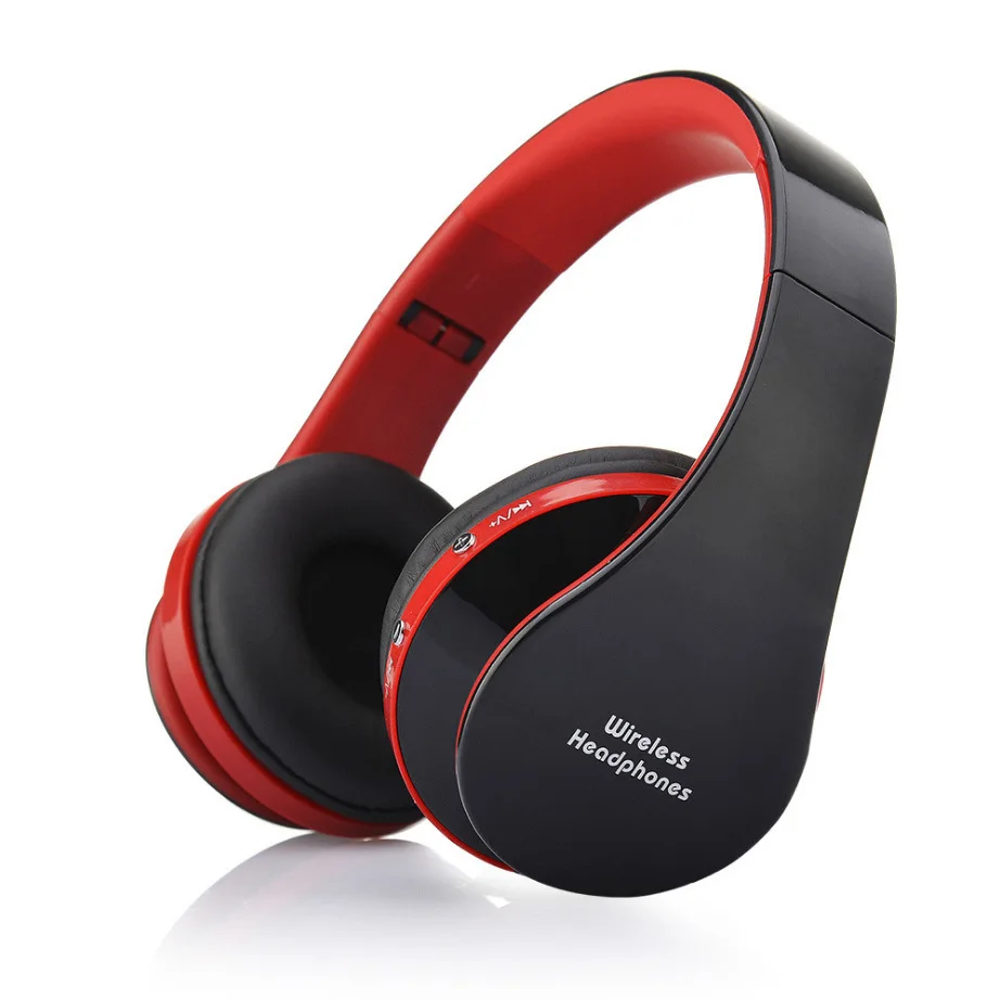Спортивные стерео Bluetooth гарнитура наушники беспроводные наушники складные ПК ноутбук наушники для телефона Универсальные наушники с микрофоном - Цвет: black red