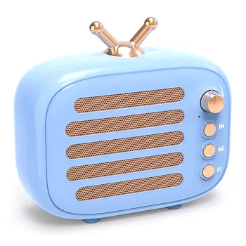 

Wireless Stereo Retro Speaker, Portable Bluetooth Vintage Speaker with Built-in Mic, Blue
