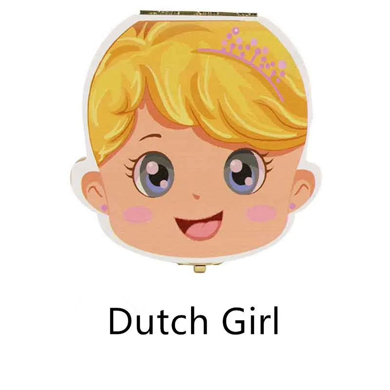 Dutch girl Испанский Английский Голландский/Португальский французский Россия детская деревянная коробка для зубов органайзер для хранения молочных зубов - Цвет: Dutch girl
