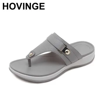 

HOVINGE Women Sandals Flips Flops Summer Style Shoes Wedges Sandals Fashion Metal Platform Female Slides