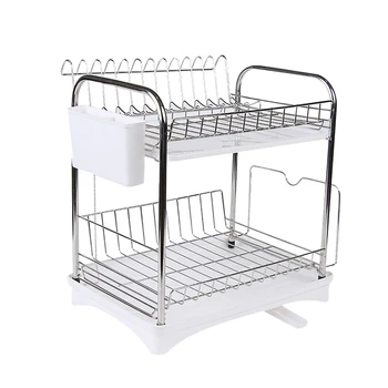 

2 Layer Stainless Steel Cutlery Stand Shelf Cutlery Dish Rack Kitchen Rack Drain Storage Rack Knife Holder