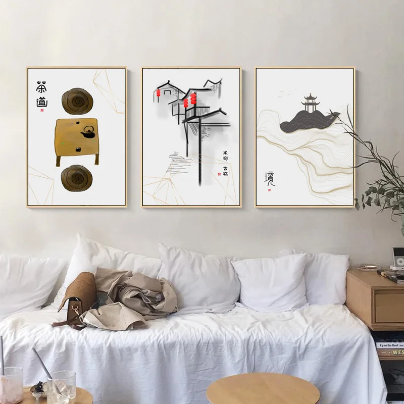Chinese Style Zen Ink Painting Landscape Canvas Art Wall Picture For Modern Living Room Black White Posters Prints | Дом и сад