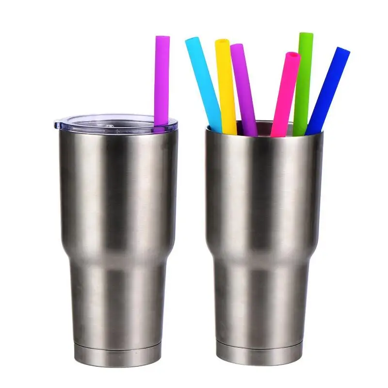 Silicone Drinking Straws Food Grade Reusable Food Grade Bar Drinking Straws with Cleaning Brushes LX7618