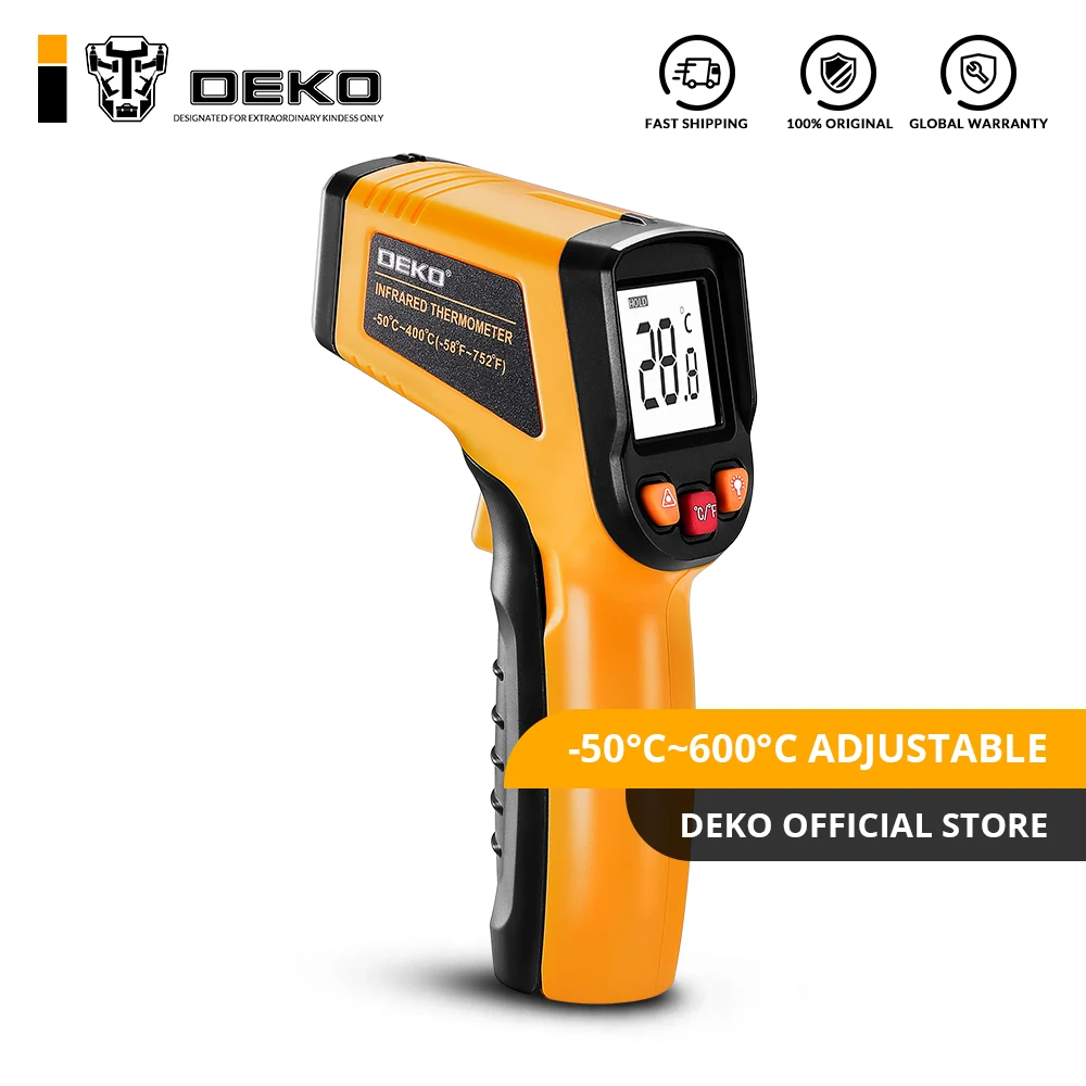 DEKO WD01 Бесконтактный 0-600 желтый лазерный ЖК-дисплей ИК инфракрасный цифровой C/F выбор температуры поверхности