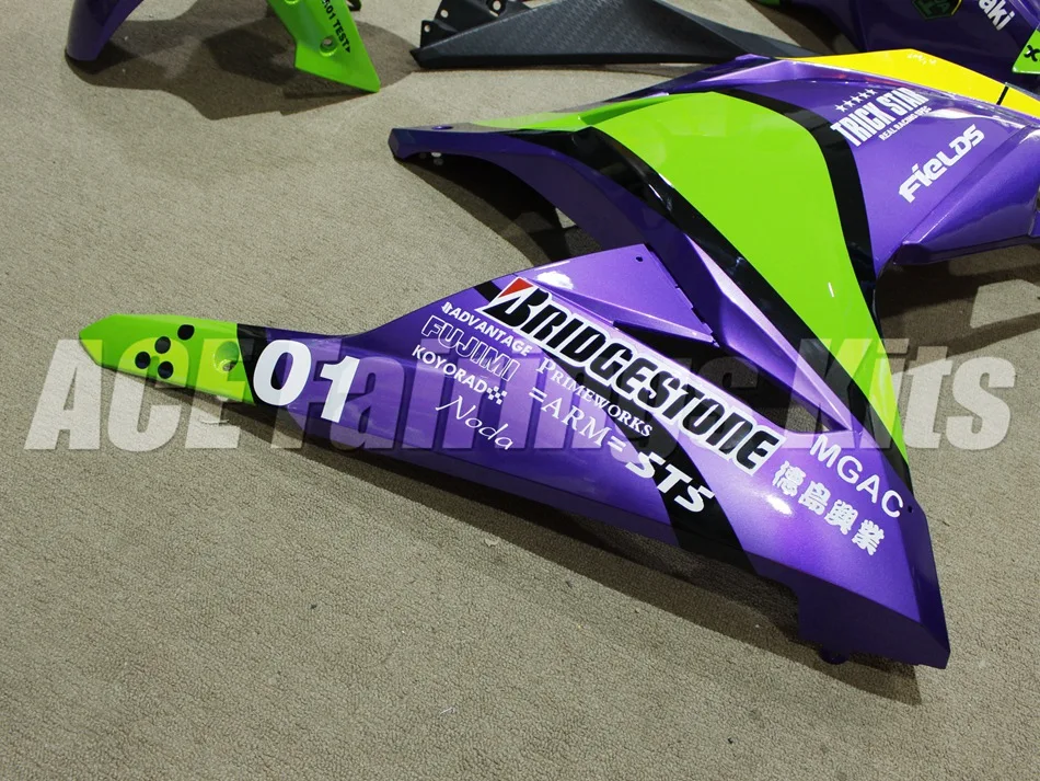 ABS полный обтекатель комплект для Kawasaki Ninja300 EX300 300R 2013 13 14 15 16 17 Обтекатели+ крышка бака фиолетовый зеленый