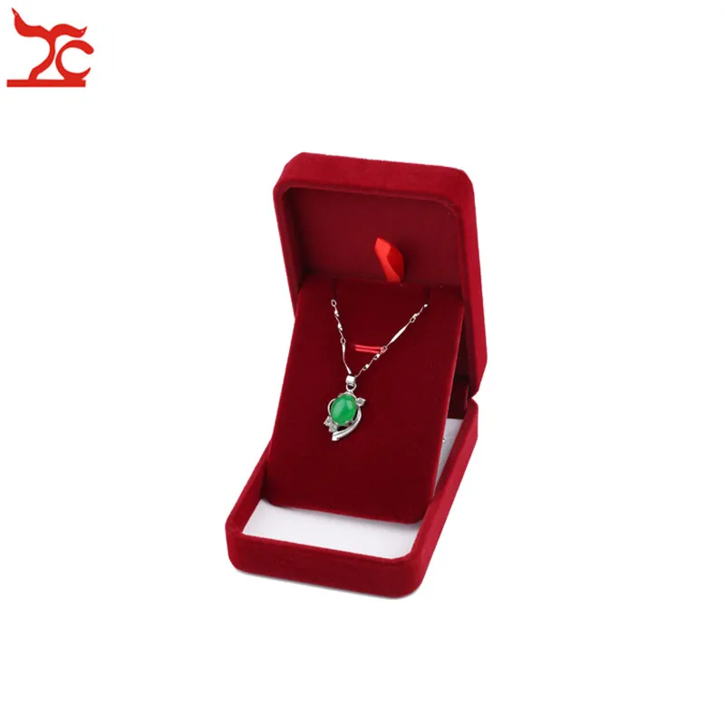 Изумительная красная бархатная Свадебная шкатулка для украшений, серьги, кулон, браслет, органайзер, чехол, жемчужный набор колье, кольцо, подарочная коробка - Цвет: Pendant Box