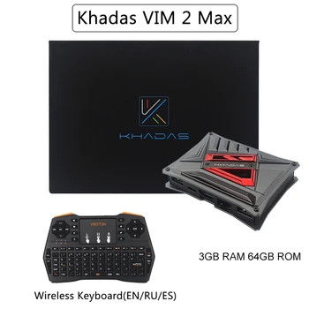 

Khadas Vim2 Max 3GB RAM 64GB EMCC Single Board Computer Amlogic S912 WiFi Bluetooth Android TV Box + 2.4GHz Wireless Keyboard