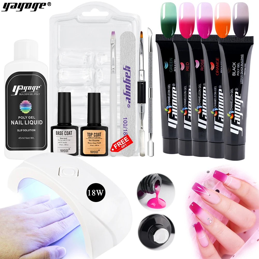 Yayoge Thermal Poly Gel Kit LED UV Gel 7 colorTemperature Color Changing Nail Art Varnish DIY Manicure Supplies - Цвет: P14-S5-5P-2