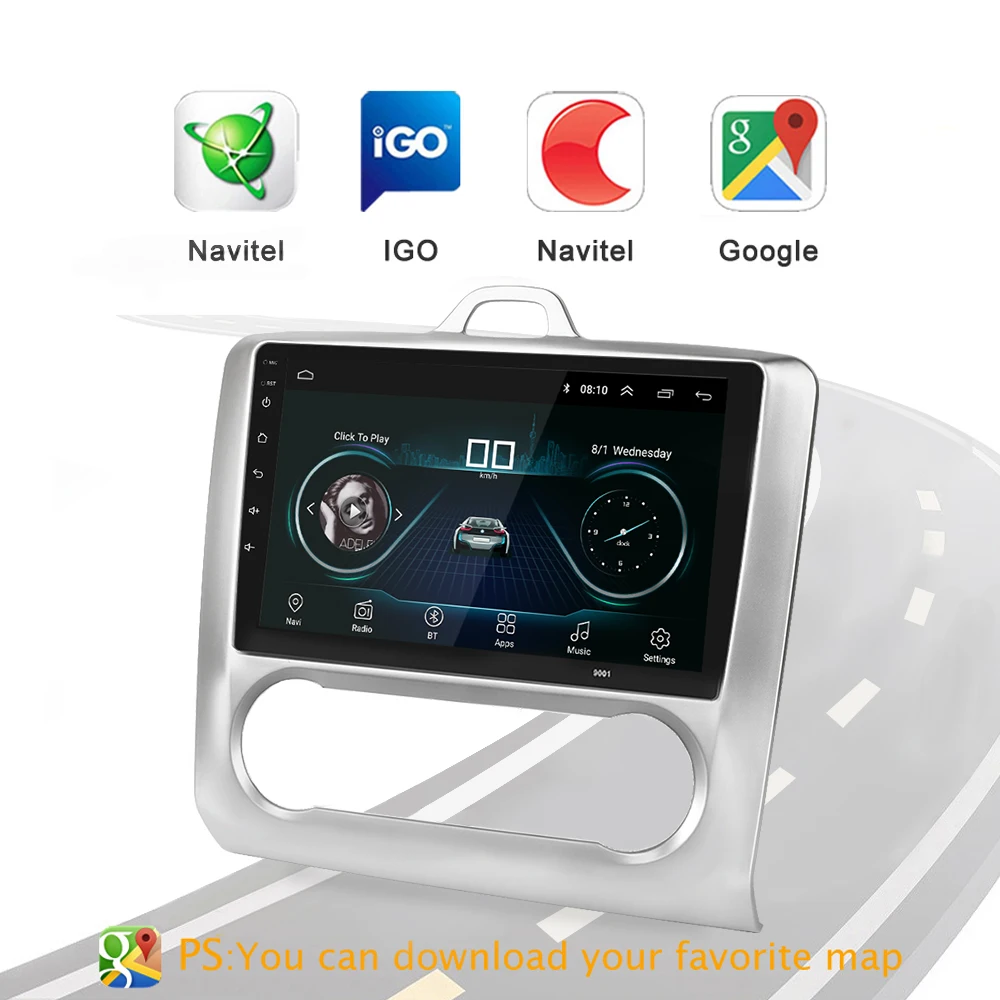 Perfect 9 inch 2 Din Android 8.0 Radio for Ford Focus Multimedia Player 2005-2011 2din GPS Navigation Player No DVD car stereo wifi 3