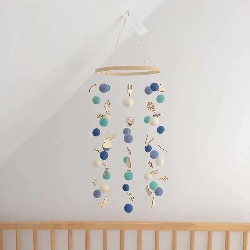 DIY Скандинавская детская кровать мобильный деревянный фетр шары колокольчик игрушки для детской комнаты кровать подвесной Декор палатка Декор фотографии реквизит декор