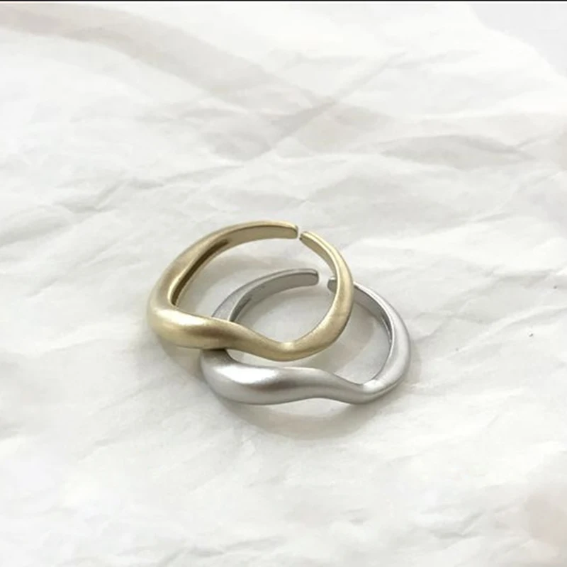 Винтажные матовые золотые серебряные открытые манжеты геометрические круглые волнистые кольца для женщин и мужчин обручальное кольцо ювелирные изделия
